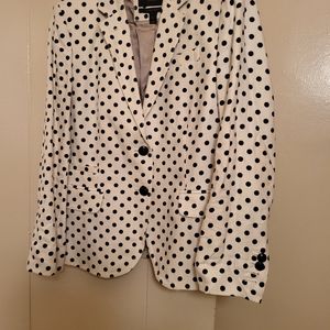 J.crew Polka Dots School boy blazer White Black Dots Sz 4 Nwe